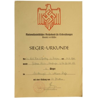 Sport Competition Winner Certificate. 2/ Art. Abt 152.. Espenlaub militaria